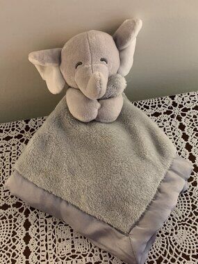 Carters Blue Elephant Lovey Security Blankie Baby Blanket Soothing Toy 14 Inch